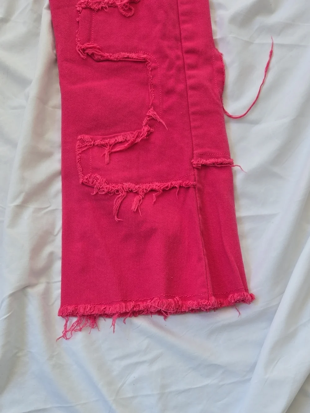 Men's Jeans Hot Pink With A Pattern On Front&Back, Fringe. Very Summery Pants. - Picture 7 of 9